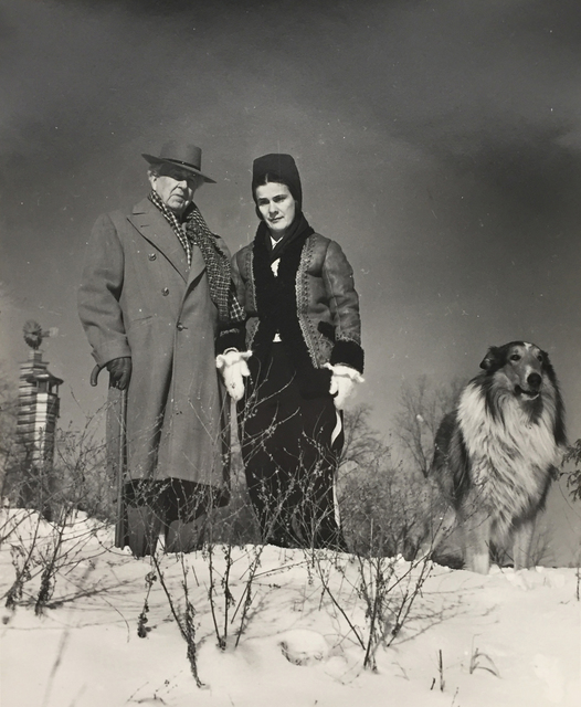 Pedro E. Guerrero, ‘Frank Lloyd Wright and Mrs. Wright and Twip’, 1940, Photography, Silver gelatin print, Edward Cella Art and Architecture