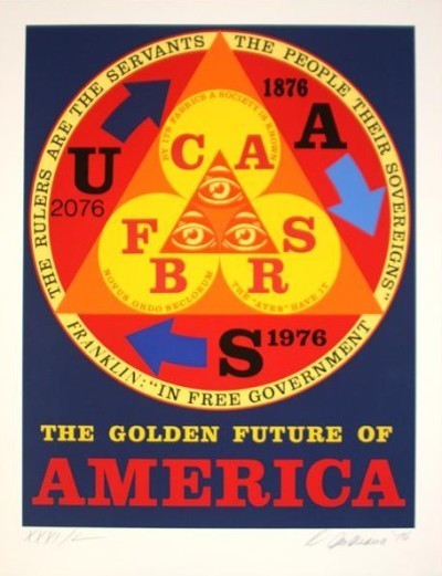 Robert Indiana, ‘The Golden Future of America’, 1976, Print, Color etching, aquatint and carborundum, Bethesda Fine Art