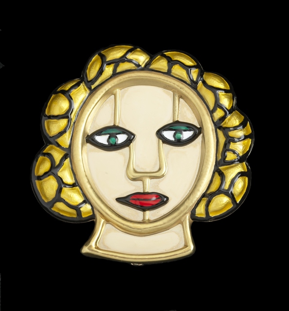 Niki de Saint Phalle, ‘"Tete" gold and enamel pendant/brooch’, 1982, Didier Ltd.