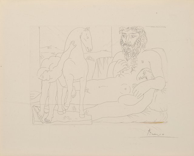 Pablo Picasso, ‘Le Repos du sculpteur devant le jeune cavalier, from Suite Vollard, pl. 55’, 1933, Heritage Auctions