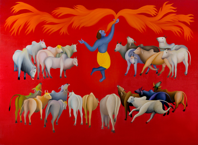 Manjit Bawa | Krishna eating the fire (c. 1980) | Artsy