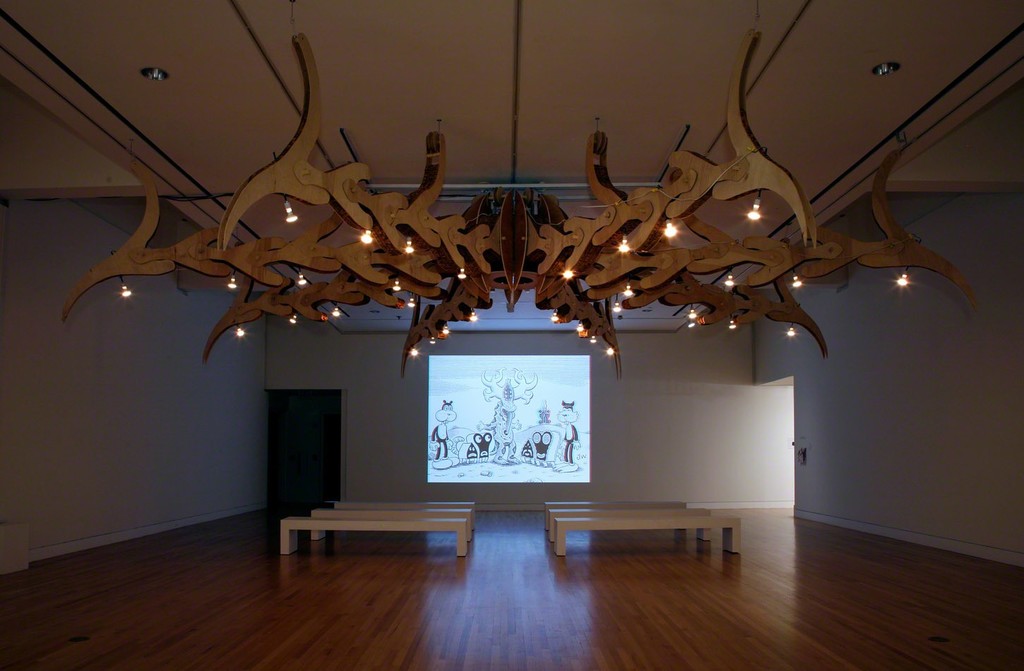 Implied Violence
Casey Curran, John DeShazo, and Ryan Mitchell
The Dorothy K: Large Claw, 2010
Cardboard, wood, wire, rope, LED lights
192 x 204 x 204 in.
Frye Art Museum, Gift of Implied Violence, 2011.001
Photo: Mark Woods Implied Violence
Casey Curran, John DeShazo, and Ryan Mitchell
The Dorothy K: Large Claw, 2010
Cardboard, wood, wire, rope, LED lights
192 x 204 x 204 in.
Frye Art Museum, Gift of Implied Violence, 2011.001
Photo: Mark Woods