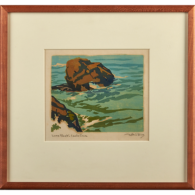 William S. Rice, ‘Four Works, California, Ca. 1920-40: "Lone Creek - Santa Cruz," "Lone Rock," "The Reef," And "The Wave"’, ca. 1920-40, Rago/Wright