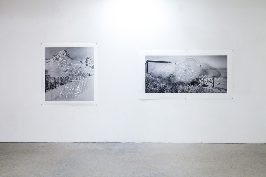 exhibition view: (left) Holliday homes series, St Moritz, 2017 | archival pigment print on 220 gsm.Innova smooth Art paper, 124x112cm and (right) Holliday homes series, On the shore of the Pacific coast, 2017 | archival pigment print on 220 gsm.Innova smooth Art paper, 97x183cm exhibition view: (left) Holliday homes series, St Moritz, 2017 | archival pigment print on 220 gsm.Innova smooth Art paper, 124x112cm and (right) Holliday homes series, On the shore of the Pacific coast, 2017 | archival pigment print on 220 gsm.Innova smooth Art paper, 97x183cm
