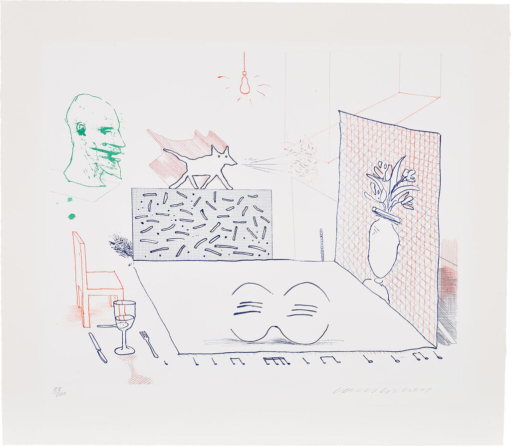 David Hockney - Discord Merely Magnifies, plate 7 from The Blue Guitar (S.A.C. 205, M.C.A.T. 184)