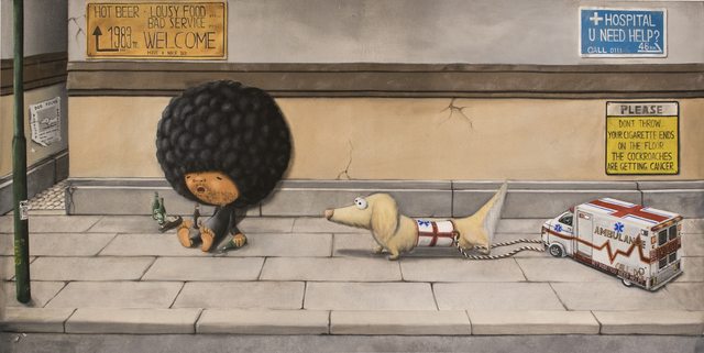 Shiro Utafusa, ‘Kurukuruatama And The Rescue Dog’, Painting, Oil on Canvas, Art WeMe Contemporary Gallery