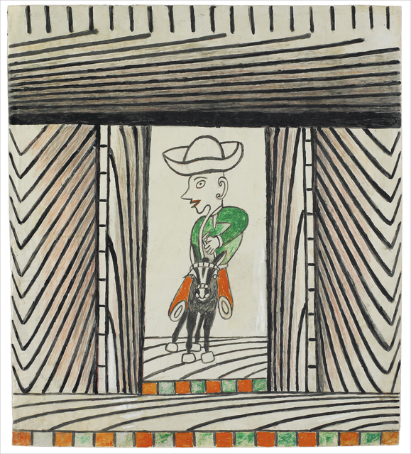 Martín Ramírez, ‘Untitled (Man Riding Donkey)’, c. 1960-63, Robert Berman Gallery