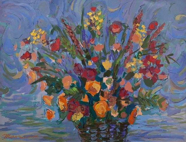 Isaac Maimon, ‘Large Vibrant Vase of Flowers Israeli Artist’, 20th Century, Lions Gallery