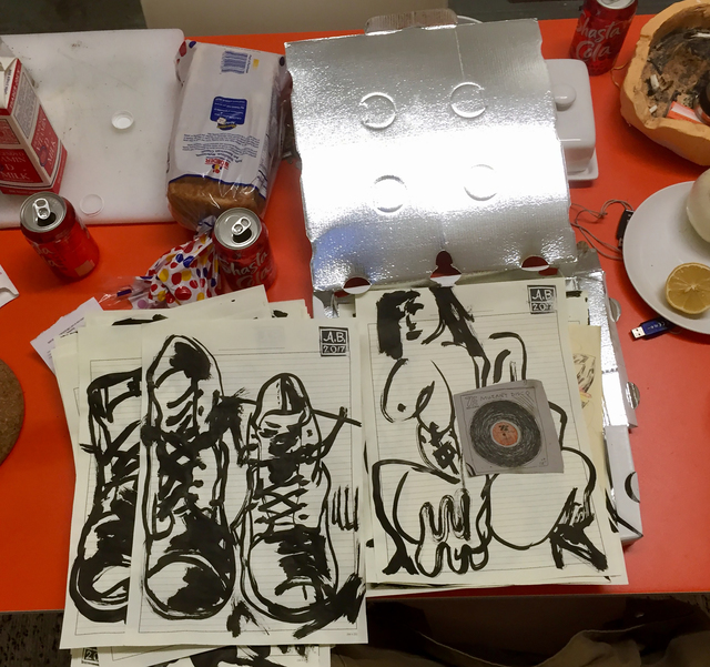 Alex Becerra, ‘Pizza Box, $1,200, including shipping edition of 5 unique pieces each of which contains three original drawings’, 2016, Drawing, Collage or other Work on Paper, Cultured Magazine