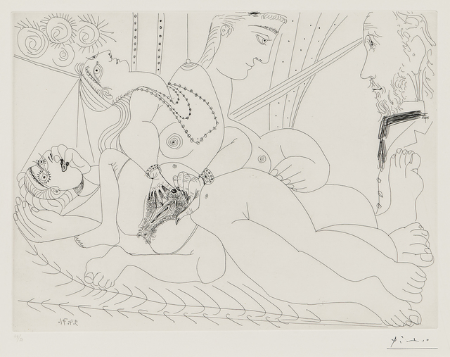Pablo Picasso, ‘La maison tellier, filles entre elles, Degas sidéré 1971, plate III from Séries 156’, 1978, Print, Etching on wove paper, Skinner