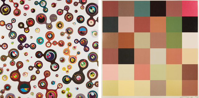 Takashi Murakami, ‘Jellyfish Eyes-White 5; and Acupuncture Painting "Opening Wide, Squeezing Tight" - Smell of Blood (Squeezing Tight)’, 2006, Phillips