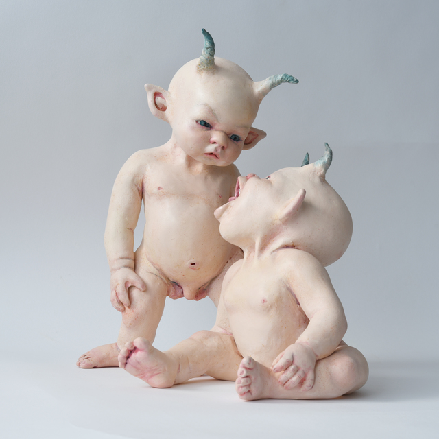 Ronit Baranga, ‘“Grave Watchers’ Childhood #2’, 2019, Sculpture, Clay, glaze & acrylic paint, Beinart Gallery