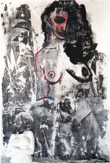 Katya Zvereva, ‘EVE’, 2019, Painting, PASTEL/INK/GLUE/PAPER/ COTTON, HOFA Gallery (House of Fine Art)