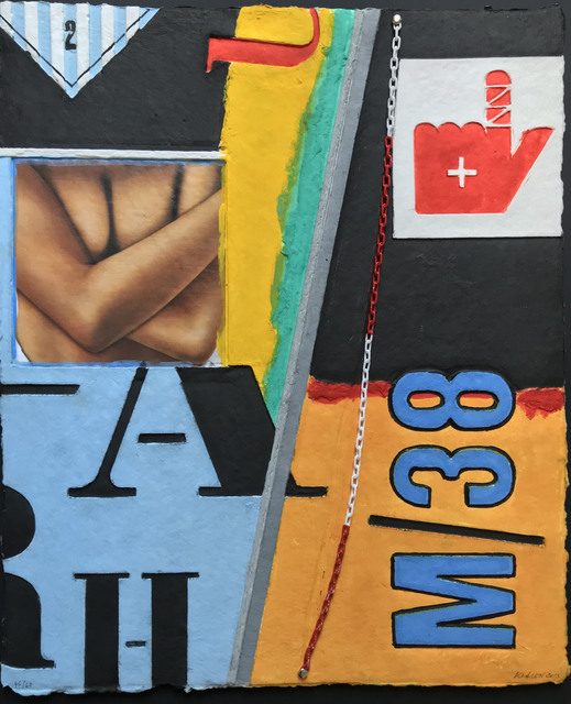 Peter Klasen, ‘M38’, 2013, Mixed Media, Engraving printed in colours, plastic chain and nails on paper, DIGARD AUCTION