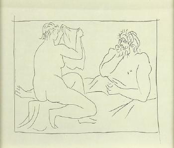 Pablo Picasso - Homme et Femme nue tenant un Linge, from Les Metamorphoses d'Ovide