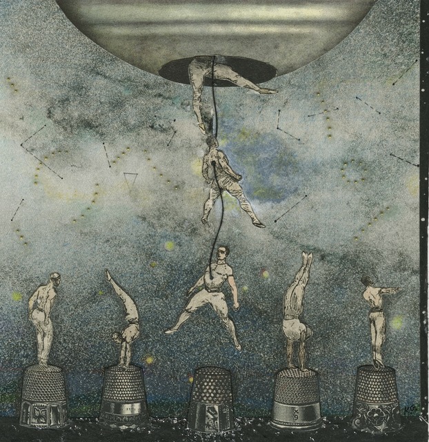 Ken Graves, ‘Thimbles’, 2009, Drawing, Collage or other Work on Paper, Unique mixed media collage, ROSEGALLERY