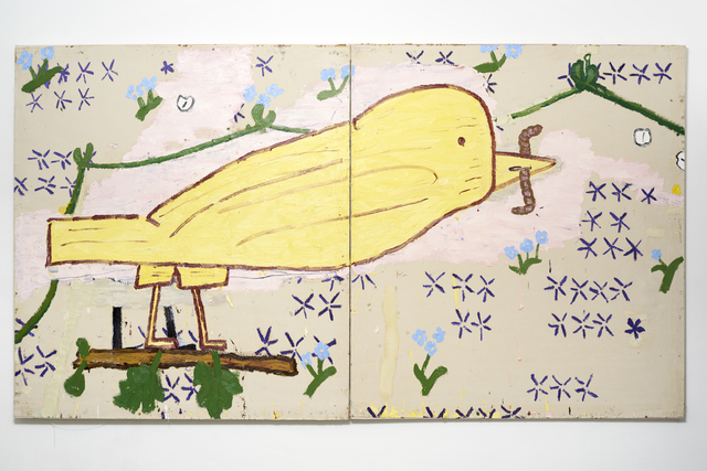 Rose Wylie, ‘Yellow Bird (Woodcut)’, 2015, Painting, Oil on Canvas, CHOI&LAGER