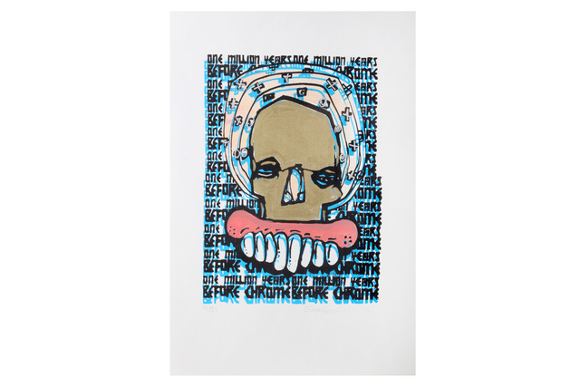 Sweet Toof x Cyclops (Collaboration), ‘One Million B.C. (Before Chrome)’, Print, 2 Colour Screen Print, Hand Coloured with Gold Lascaux Paint & Watercolour Wash on 250gsm Somerset Satin Paper, Chiswick Auctions