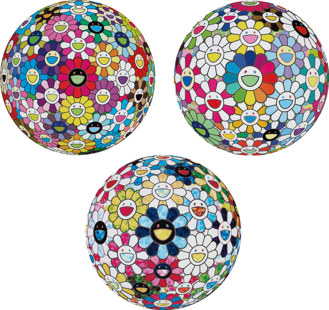 Takashi Murakami, ‘Flowerball Multicolor; Flowerball: Want to Hold You; and The Flowerball’s Painterly Challenge’, 2014; and 2015, Phillips