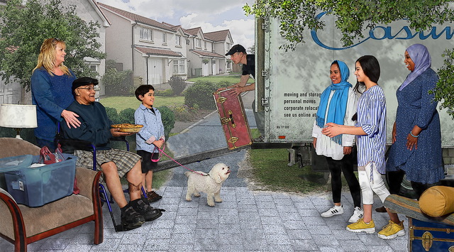 Pops Peterson, ‘Welcome to the Neighborhood (Moving Day) with Wray Gunn’, 2020, Photography, Archival Pigment Print on Canvas, Sohn Fine Art
