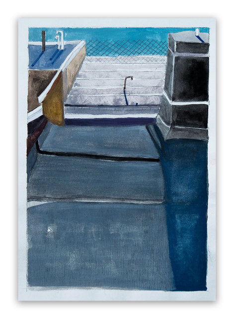 Francesca Reyes, ‘Sitting on a Tar Roof’, 2019, Drawing, Collage or other Work on Paper, Gouache on paper, Deep Space Gallery