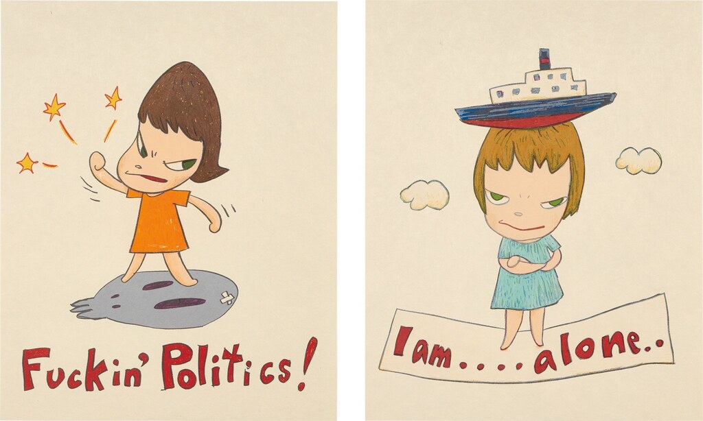 Yoshitomo Nara - (i) Fuckin’ Politics; (ii) I Am Alone