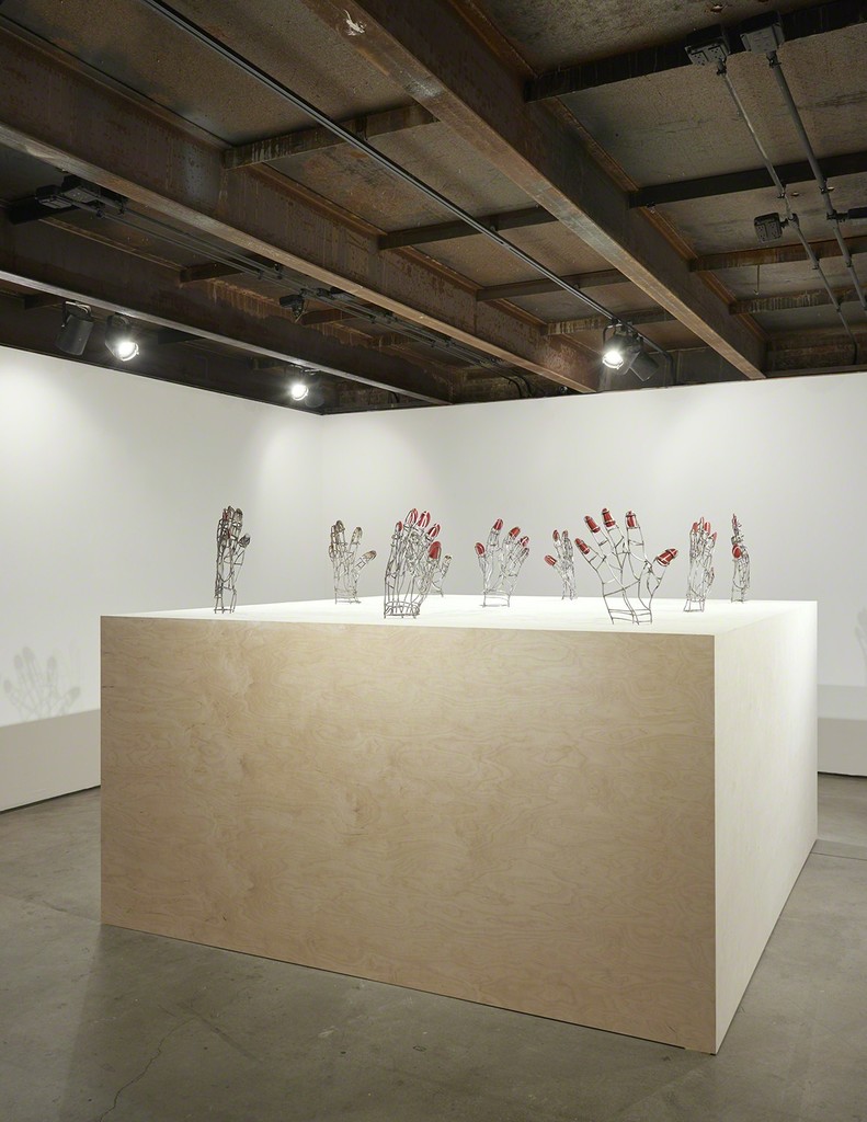 Teresa Burga, Mano mal dibujada No. 1 - 9, 2015-17, installation view, SculptureCenter, New York, 2017. Steel, varnish. Approximately 16.5 x 14.2 x 3.3 inches (42 x 36 x 8.5 cm) each. Courtesy the artist and Galerie Barbara Thumm, Berlin. Photo: Kyle Knodell Teresa Burga, Mano mal dibujada No. 1 - 9, 2015-17, installation view, SculptureCenter, New York, 2017. Steel, varnish. Approximately 16.5 x 14.2 x 3.3 inches (42 x 36 x 8.5 cm) each. Courtesy the artist and Galerie Barbara Thumm, Berlin. Photo: Kyle Knodell
