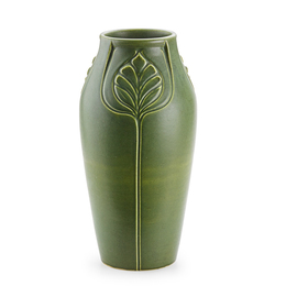 Large Production Vase With Stylized Peacock Feathers, Cincinnati, OH