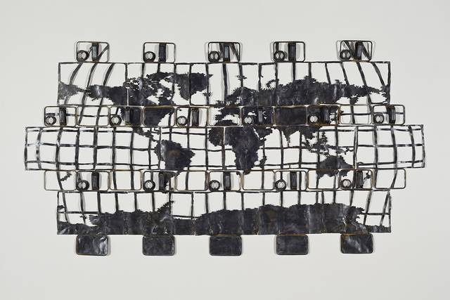 Cal Lane, ‘16 Oil Can Map of the World #2’, 2011, Art Mûr