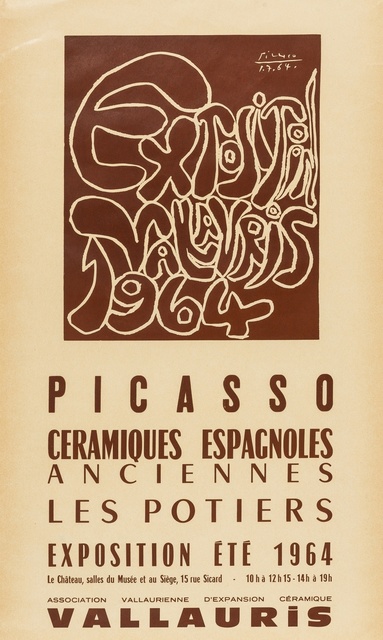 Pablo Picasso, ‘Exposition, Vallauris, Picasso ceramiques espagnoles anciennes les potiers, 1964 (CZW 229)’, 1964, Print, Lithograph printed in brown, Forum Auctions