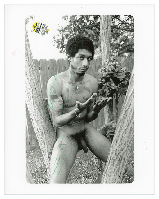 Kingsley Ifill, ‘Untitled’, 2019, Photography, Artist made gelatin silver print and fruit sticker In handmade transparent black ash wood frame with Ultravue glass, V1 Gallery