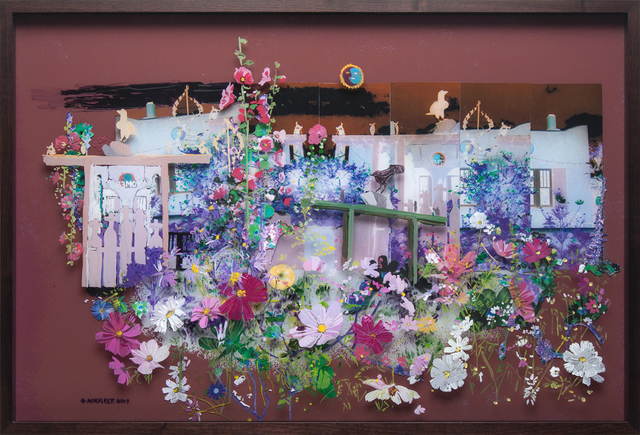Gail Norfleet, ‘Romero's Casa’, 2017, Painting, Acrylic and cut paper photo collage on two Lucite panels, Valley House Gallery & Sculpture Garden