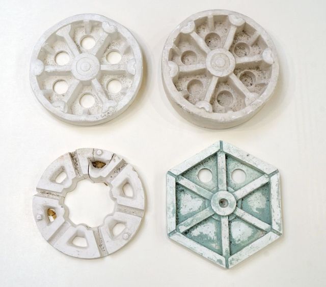 Eduardo Paolozzi, ‘A collection of four maquettes to include three circular and one hexagonal plaster wheels’, Print, Roseberys