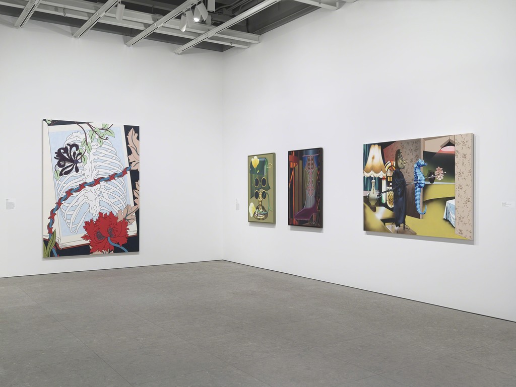 Installation view of Flatlands (Whitney Museum of American Art, NY, January 14 – April 18, 2016). From left to right: Caitlin Keogh, Vines, 2015 (E.2015.0911); Orion Martin, Bakers Steak, 2015 (E.2015.0900);
Orion Martin, Triple Nickel, Tull, 2015 (E.2015.0902); Jamian Juliano-Villani, Boar's Head, a Gateway, my Pinecone, 2016 (E.2015.0908). Photography by Ronald Amstutz. Installation view of Flatlands (Whitney Museum of American Art, NY, January 14 – April 18, 2016). From left to right: Caitlin Keogh, Vines, 2015 (E.2015.0911); Orion Martin, Bakers Steak, 2015 (E.2015.0900);
Orion Martin, Triple Nickel, Tull, 2015 (E.2015.0902); Jamian Juliano-Villani, Boar's Head, a Gateway, my Pinecone, 2016 (E.2015.0908). Photography by Ronald Amstutz.