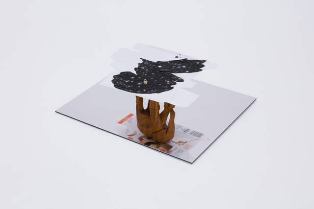 N.S. Harsha, ‘Untitled’, 2019, Sculpture, Wood, found paper packaging, steel hooks, acrylic paint and acrylic mirror, Victoria Miro