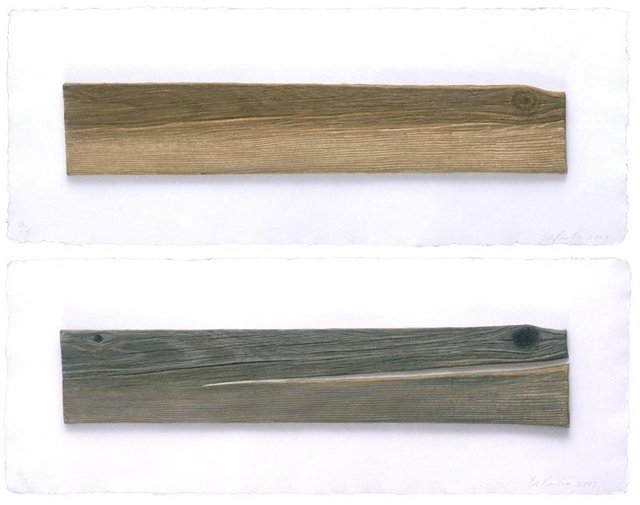 Ed Ruscha, ‘New Wood, Old Wood ’, 2007, Print, Diptych relief print on handmade paper, Hamilton-Selway Fine Art