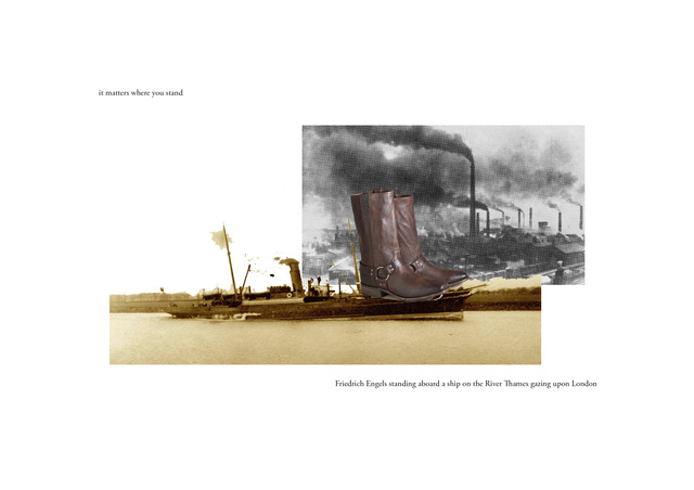Simon Gush, ‘It Matters Where You Stand (Friedrich Engels)’, 2019, Drawing, Collage or other Work on Paper, Silkscreen on cotton paper, Stevenson