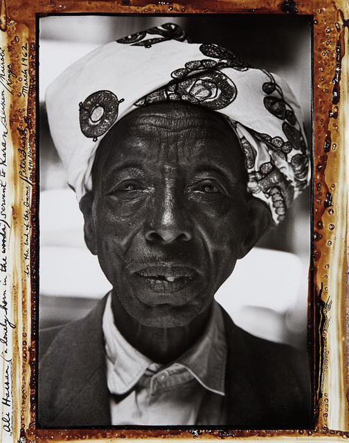 Peter Beard, ‘Ali Hassan ("a lonely horn in the woods") Servant to Karan Blixen, Nairobi Kenya for the End of the Game’, 1962, Photography, Gelatin silver print with ink and blood, executed later, Phillips