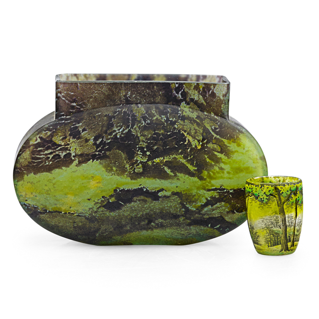 Daum, ‘Two Landscape Vases, One Miniature, France’, Early 20th C., Rago/Wright