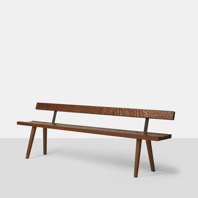 Jean Touret, ‘Jean Touret Oak Bench with Back for Atelier Marolles’, 1950-1959, Almond & Co.