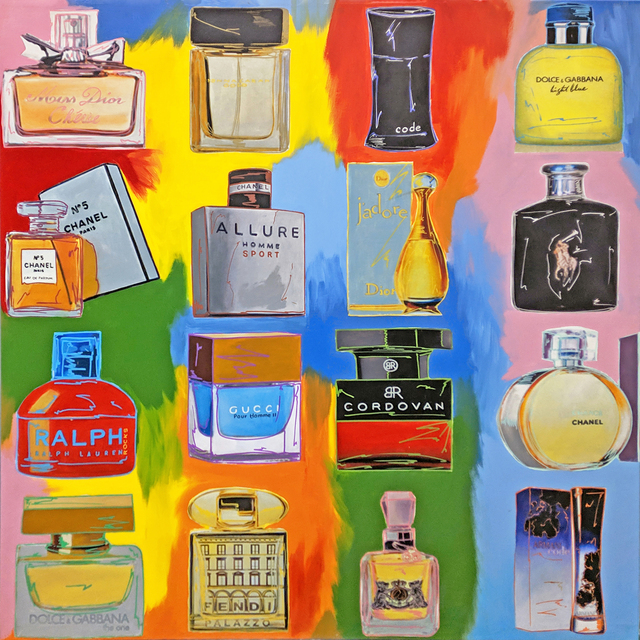 Steve Kaufman, ‘PERFUME! COLLAGE - 16 BOTTLES’, 2001-2007, Gallery Art