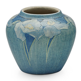 Newcomb College, Transitional Vase With White Poppies, New Orleans, LA