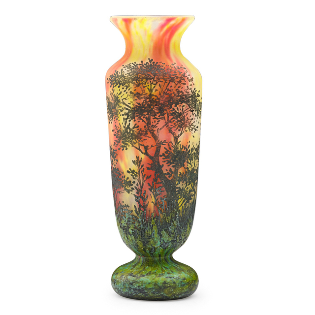 Daum, ‘Vase With Trees And Shrubs, France’, Early 20th C., Rago/Wright