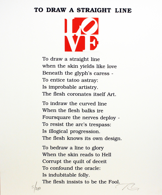 Robert Indiana, ‘To Draw A Straight Line Poem, Book of Love’, 1996, Woodward Gallery