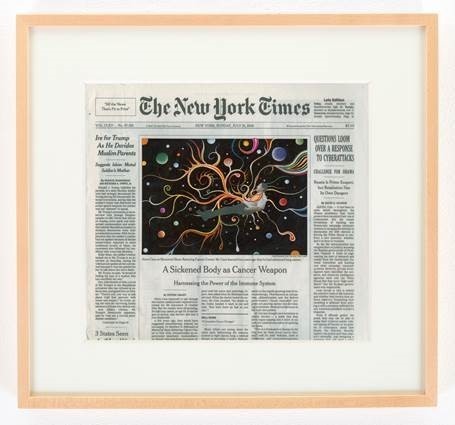 Fred Tomaselli, ‘NYTimes, Sunday, July 31, 2016’, 2016, Print, Gouache and archival inkjet print on watercolor paper, Cancer Research Institute Benefit Auction