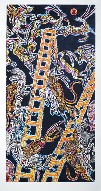 John Abell, ‘To Catch a Glimpse of the Moon’, 2019, Print, Woodcut, Arusha Gallery