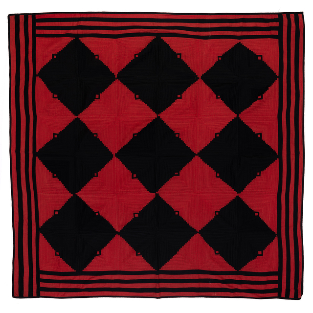 ‘Light And Dark Log Cabin’, 1880, Textile Arts, Coton, PIASA