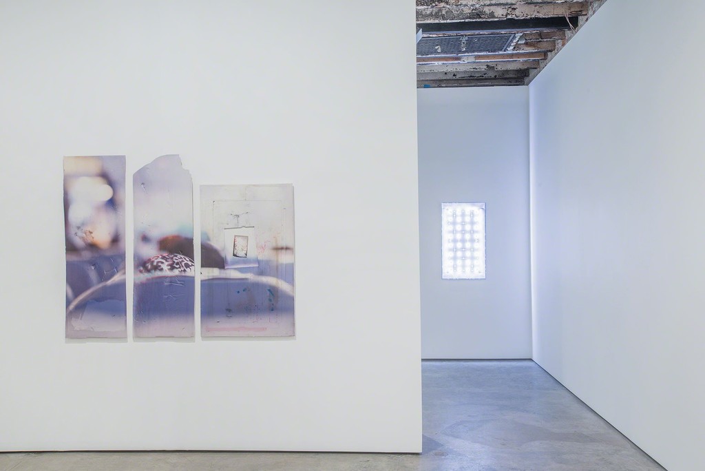 Josh Tonsfeldt, BOM - DAC, 2015, UV cured pigment print on hydrocal, spray paint, liquid crystal, pigment inks, paper, 50 x 64 in. / 127 x 162.56 cm., exhibition view, Simon Preston Gallery, New York Josh Tonsfeldt, BOM - DAC, 2015, UV cured pigment print on hydrocal, spray paint, liquid crystal, pigment inks, paper, 50 x 64 in. / 127 x 162.56 cm., exhibition view, Simon Preston Gallery, New York