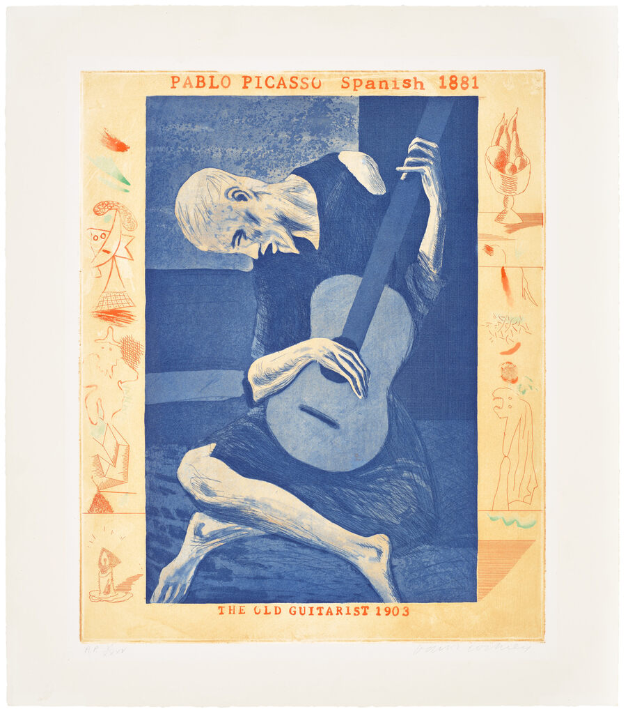 David Hockney - The Old Guitarist, plate 2 from The Blue Guitar (S.A.C. 200, M.C.A.T. 179)