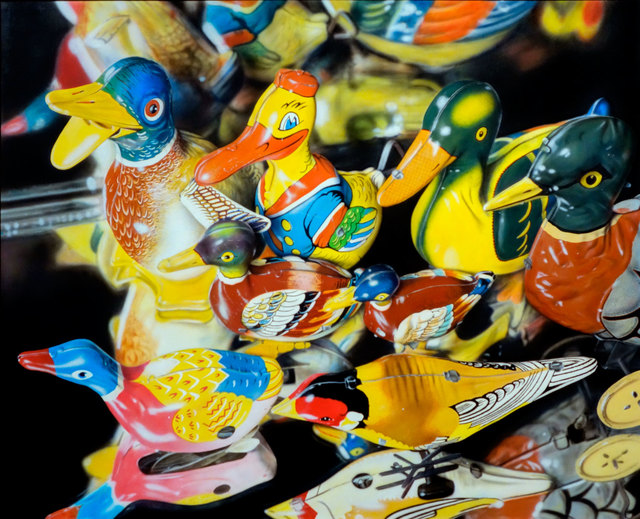 Cesar Santander, ‘Eight Tin Birds’, 1984, Painting, Acrylic on Masonite, Gallery Henoch